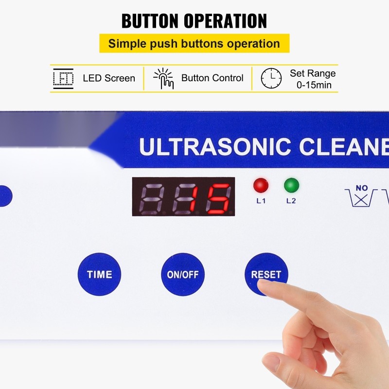 Ultraäänipesuri 0,8 l 304-ruostumaton teräsallas 40 kHz 24 W ajastin LED-näytöllä
