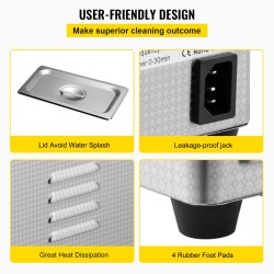 Ultraäänipesuri 0,8 l 304-ruostumaton teräsallas 40 kHz 24 W ajastin LED-näytöllä