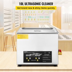 Ultraäänipesuri 10 L 304-ruostumaton terässäiliö 40 kHz 240W ultraääniteho 400W lämmitys