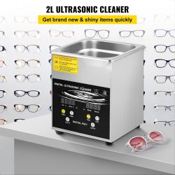 Ultraäänipesuri 2L 304-ruostumatonta terästä 40kHz 60W ultraääni 200W lämmitys