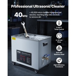 Ultraäänipesuri 50L ruostumatonta terästä 840W ultraääniteho 1500W lämmitys digitaalinen näyttö pyörillä