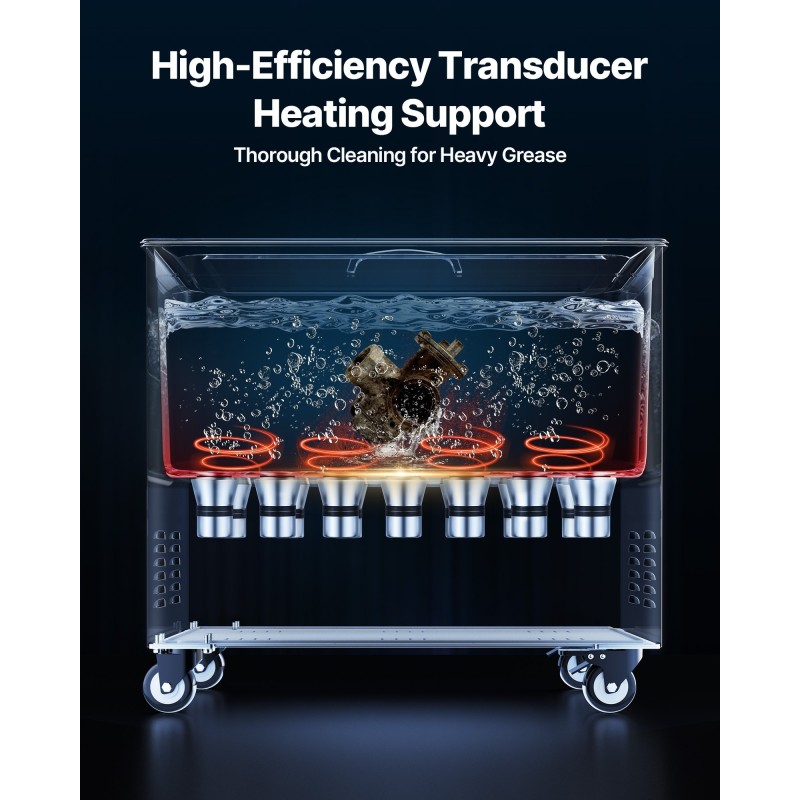 Ultraäänipesuri 50L ruostumatonta terästä 840W ultraääniteho 1500W lämmitys digitaalinen näyttö pyörillä