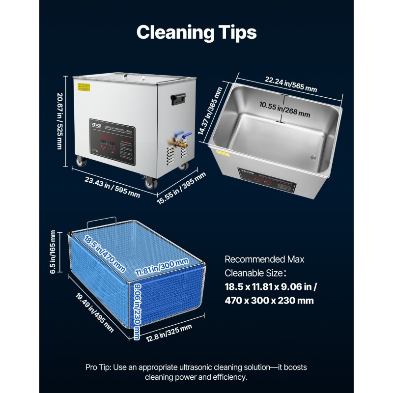 Ultraäänipesuri 50L ruostumatonta terästä 840W ultraääniteho 1500W lämmitys digitaalinen näyttö pyörillä