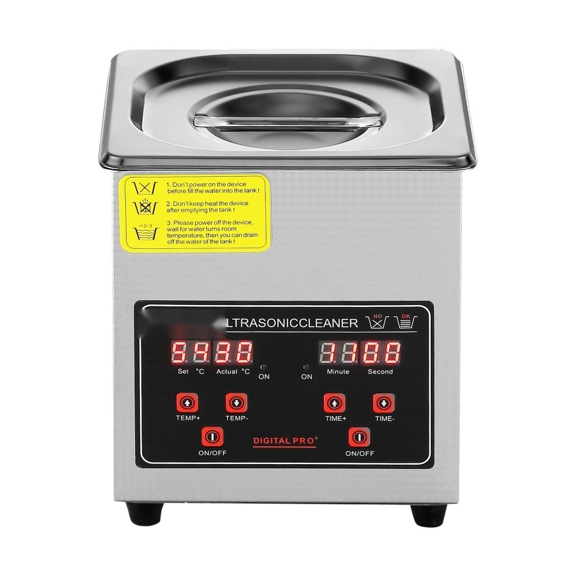Ultraäänipuhdistin 2 L ruostumatonta terästä 40 kHz digitaalinen ajastin säädettävä lämmitys