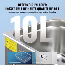 Ultraäänipesuri 10 L ruostumaton teräs säiliö digitaalinen ajastin ja lämmitys