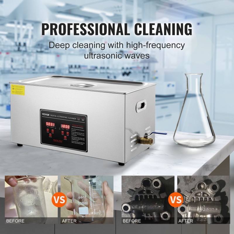 Ultraäänipesuri 22 l ruostumaton teräs säiliö 40 kHz lämmitys digitaalinen ajastin