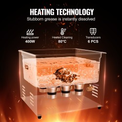 Ultrasoninen puhdistuskone 15 litraa 304-ruostumaton teräs 40 kHz 360W digitaalipaneeli kori