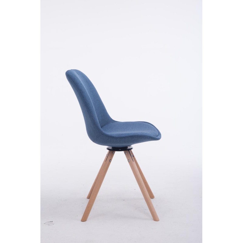 Tyylikäs Troyes-vierailutuoli pyörivällä puujalustalla ja kangasverhoilulla