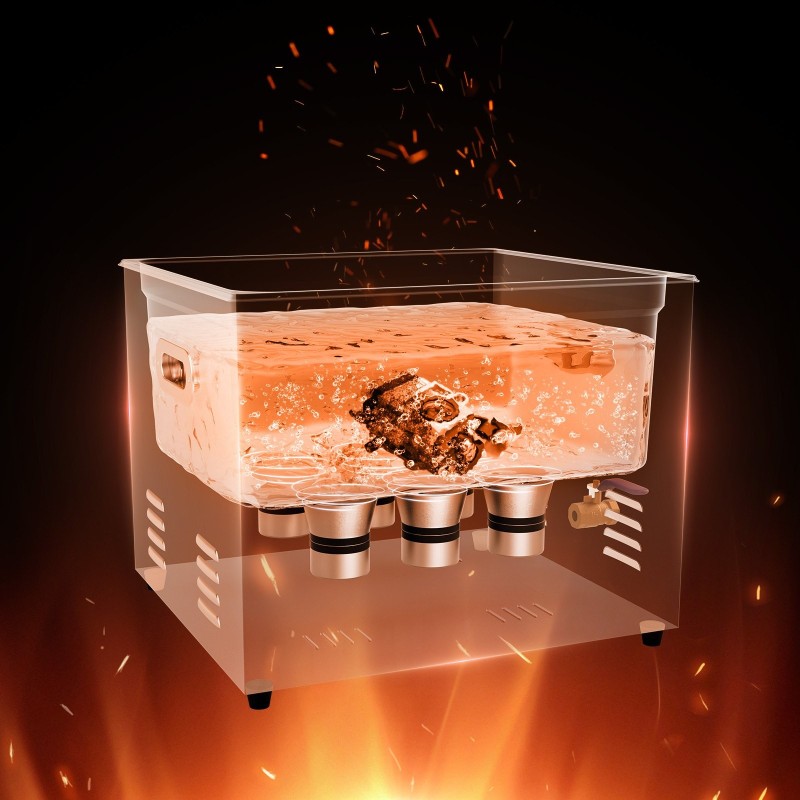 Ultrasoninen puhdistuskone 15 litraa 304-ruostumaton teräs 40 kHz 360W digitaalipaneeli kori