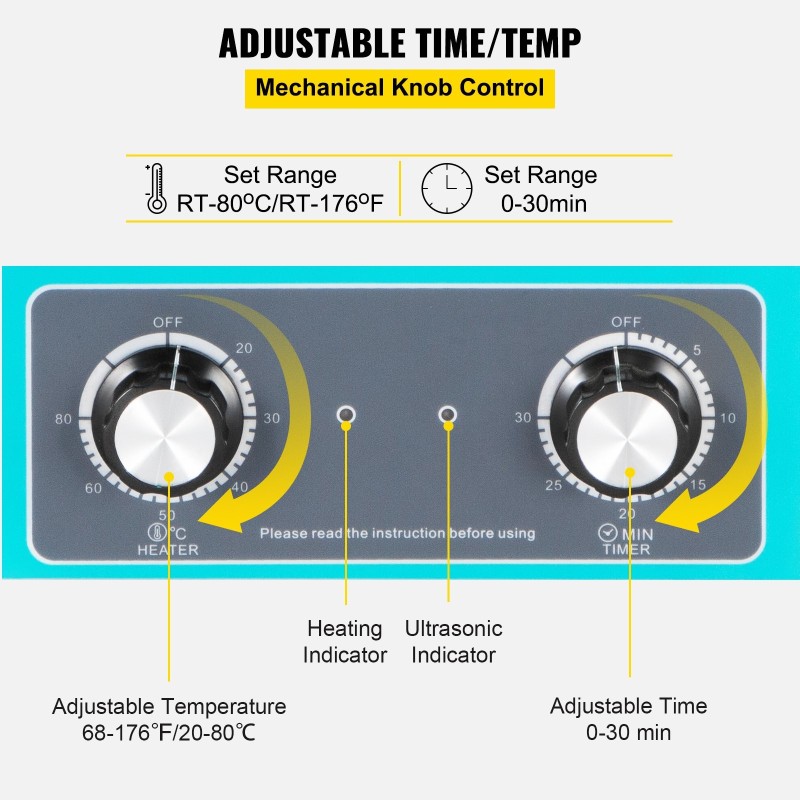 Ultraäänipuhdistin vinyylilevyille 6 litran ruostumaton teräs 40 kHz neljän levyn teline