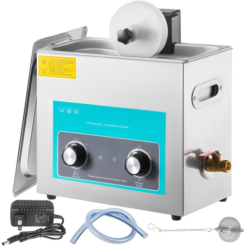 Ultraäänipuhdistin vinyylilevyille 6 litran ruostumaton teräs 40 kHz neljän levyn teline