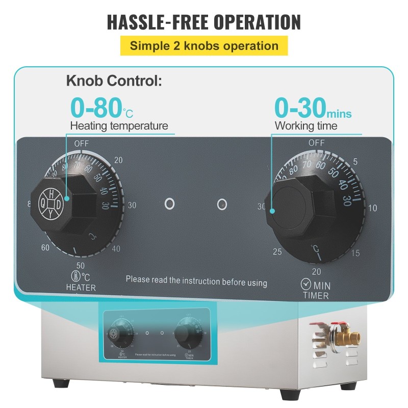 Ultraäänipesuri 30 l 40 kHz 304 ruostumatonta terästä lämmityksellä koruille ja silmälaseille