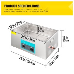 Ultraäänipesuri 30 l 40 kHz 304 ruostumatonta terästä lämmityksellä koruille ja silmälaseille