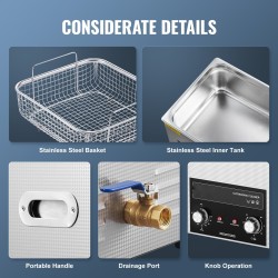 Ultraäänipuhdistin 15L 304-ruostumaton teräs 40kHz 360W 450W lämmitys ajastin