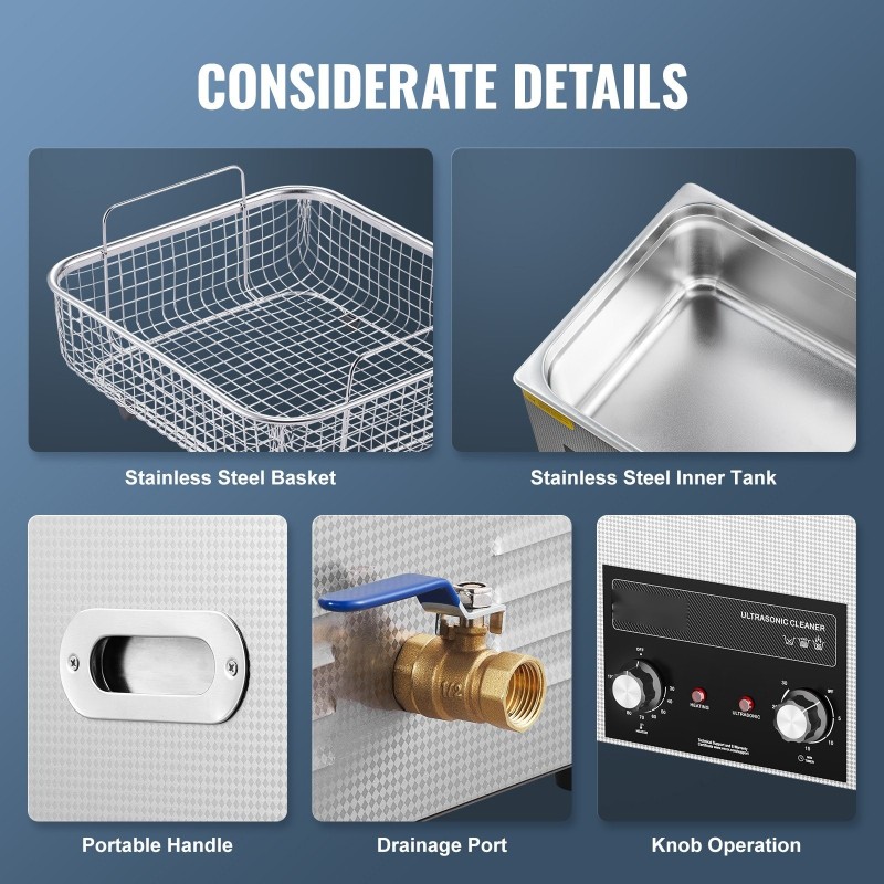 Ultraäänipuhdistin 15L 304-ruostumaton teräs 40kHz 360W 450W lämmitys ajastin