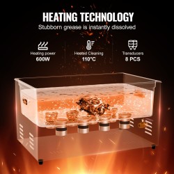 Ultraäänipesuri 22L 304-ruostumaton teräs säiliö 480W 40kHz 600W lämmitys