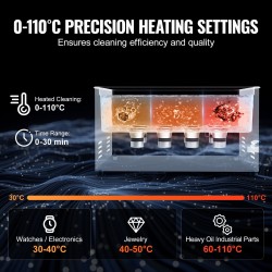 Ultraäänipesuri 22L 304-ruostumaton teräs säiliö 480W 40kHz 600W lämmitys