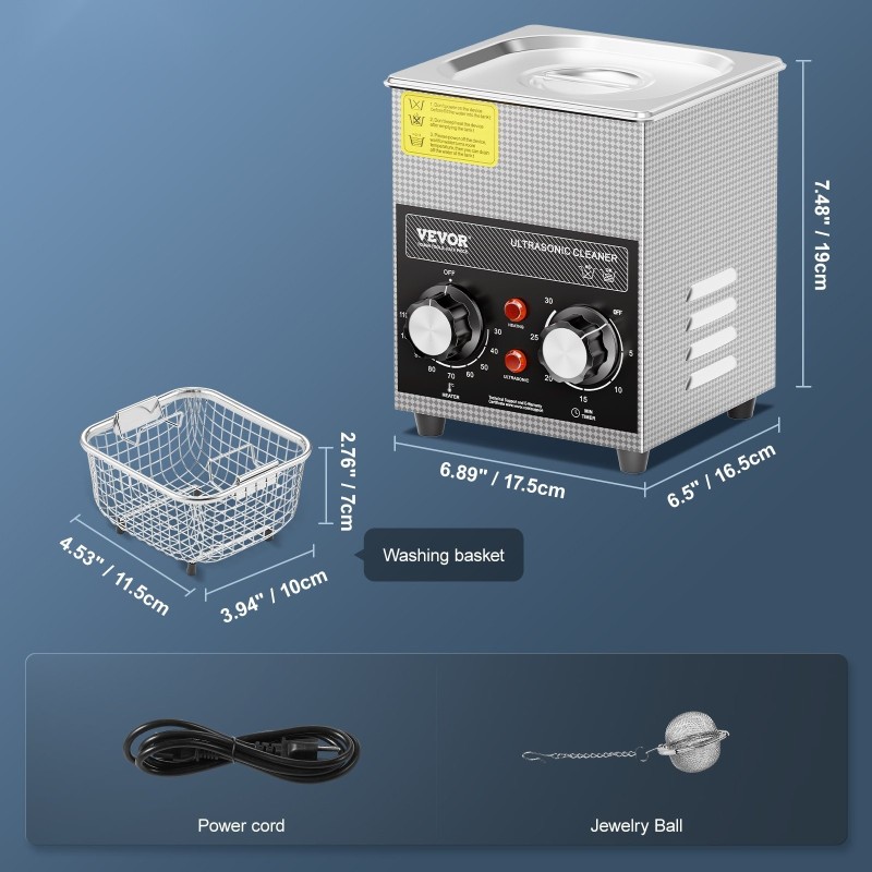 Ultraäänipuhdistin 2 l 40 kHz 60 W ruostumaton teräs säiliö lämmitys ajastin
