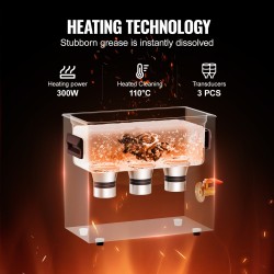 Ultraäänipuhdistin 6L 304 ruostumaton teräsallas 180W ultraääni 300W lämmitys irrotettava kori