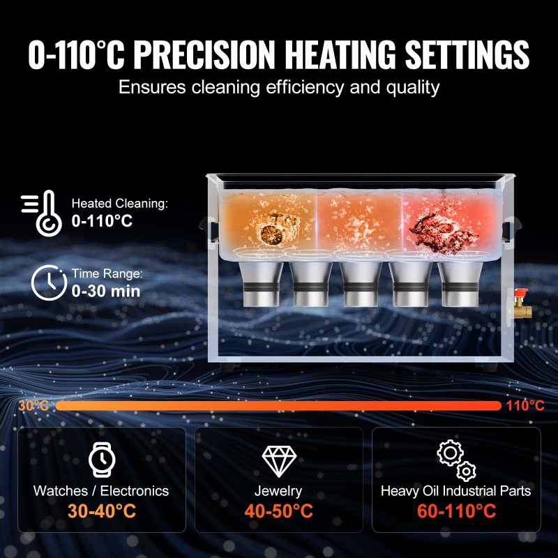 Ultraäänipesuri 30L 304-ruostumaton terässisäiliö digitaalinen lämmityksellä ja ajastimella irrotettavalla korilla 40kHz