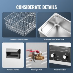 Ultraäänipesuri 30L 304-ruostumaton terässisäiliö digitaalinen lämmityksellä ja ajastimella irrotettavalla korilla 40kHz