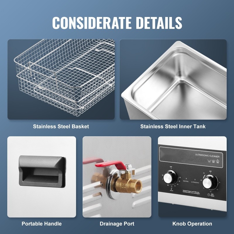 Ultraäänipesuri 30L 304-ruostumaton terässisäiliö digitaalinen lämmityksellä ja ajastimella irrotettavalla korilla 40kHz