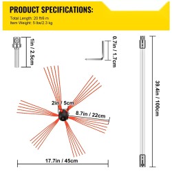 Savupiipun puhdistussetti nylon 6 m 6 kpl joustava harjaspää valkoiset varret
