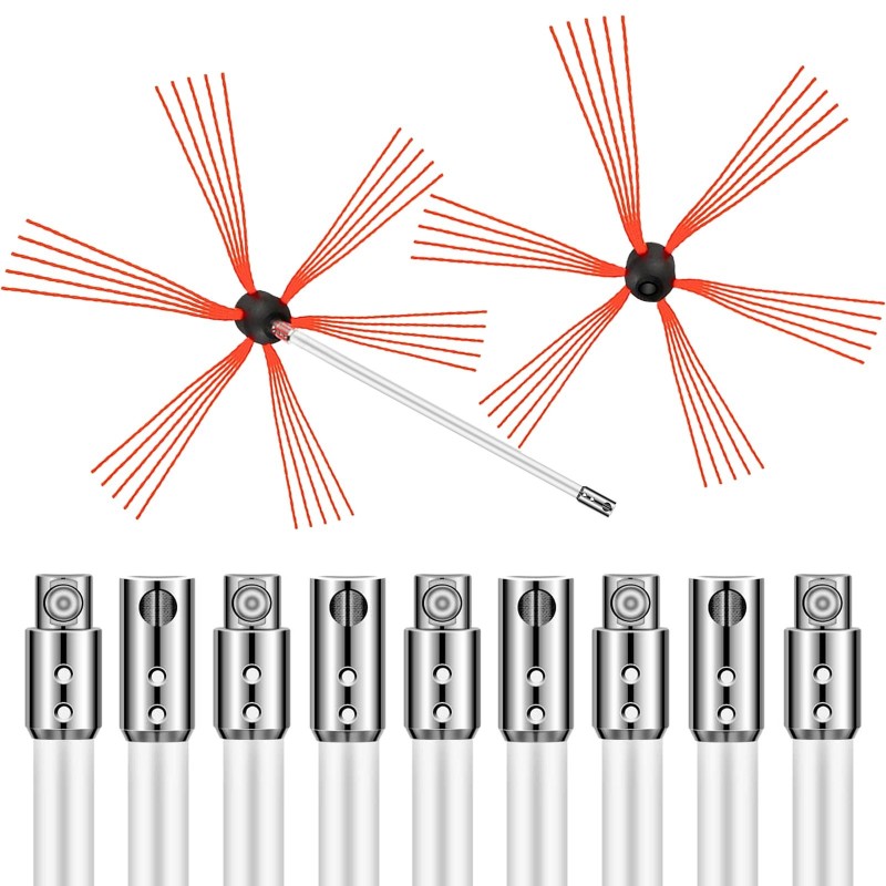 Savupiipun puhdistussarja nailonjatkovarret kymmenen metriä kymmenen vartta kaksi harjapäätä