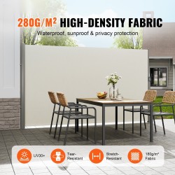 Sivuvedettävä markiisi 180x300 cm 280 g/m² polyesteri PU-pinnoite alumiinirunko beige UV30+