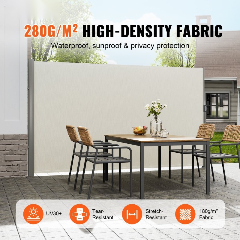 Sivuvedettävä markiisi 180x300 cm 280 g/m² polyesteri PU-pinnoite alumiinirunko beige UV30+