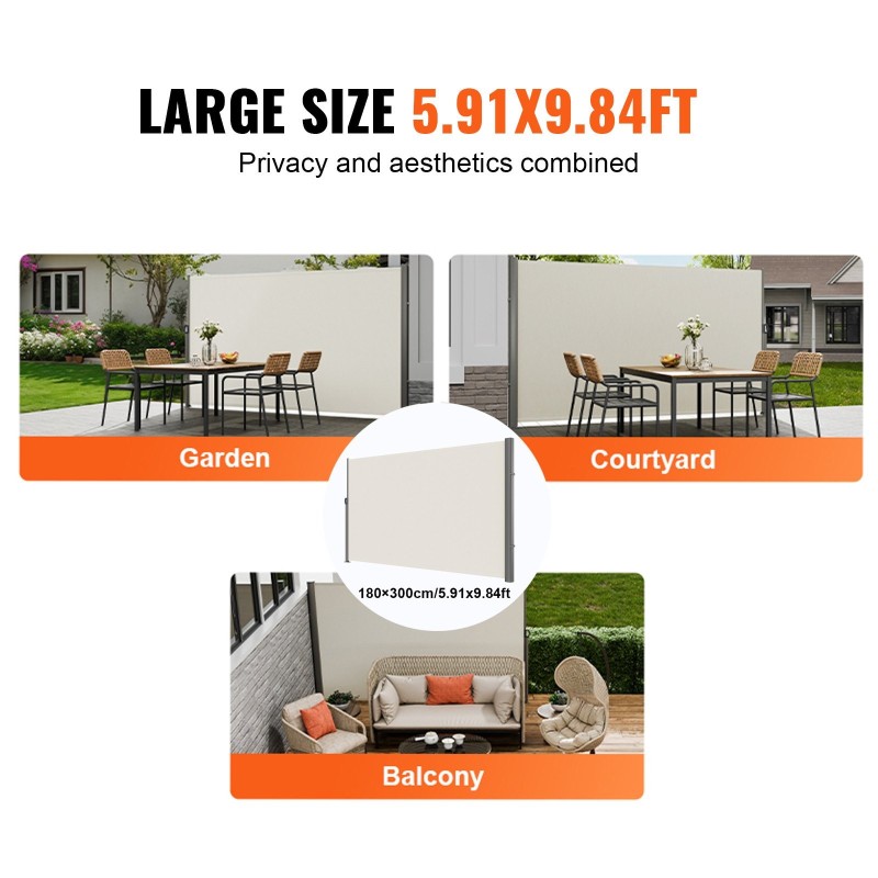 Sivuvedettävä markiisi 180x300 cm 280 g/m² polyesteri PU-pinnoite alumiinirunko beige UV30+