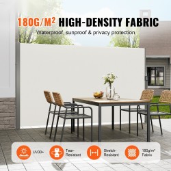 Sivumarkiisi polyesterikangas 180x350 cm vettähylkivä beige rautarunko