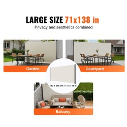 Sivumarkiisi polyesterikangas 180x350 cm vettähylkivä beige rautarunko