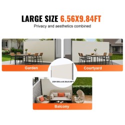 Sivulle vedettävä terassikaihdin 200×300 cm 180 g/m² PU-pinnoitettu polyesteri UV30+ beige