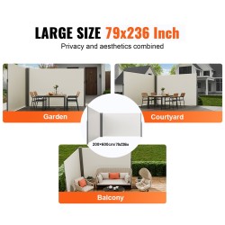 Pidentyvä sivumarkiisi 180g/m² polyesteri PU-pinnoite 200×600 cm beige