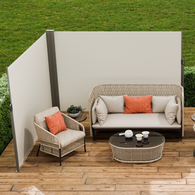 Pidentyvä sivumarkiisi 180g/m² polyesteri PU-pinnoite 200×600 cm beige