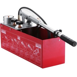 Hydraulinen käsikäyttöinen painetestauspumppu teräsrunko 12 l säiliö 50 bar putkistoille