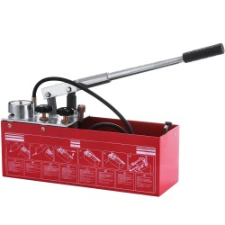 Hydraulinen käsikäyttöinen painetestauspumppu teräsrunko 12 l säiliö 50 bar putkistoille