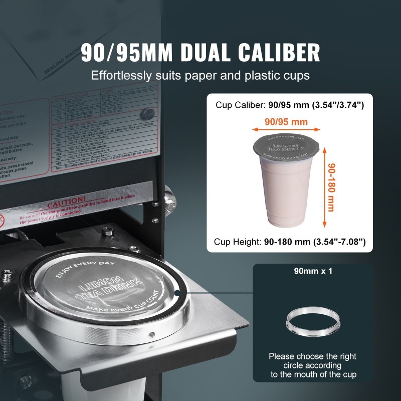 Automaattinen kuppisulkija 90 ja 95 mm kupeille 500–650 kuppia tunnissa