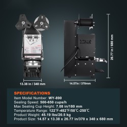 Automaattinen kuppisulkija 90 ja 95 mm kupeille 500–650 kuppia tunnissa