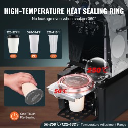 Automaattinen kupinsuljentakone 500–650 kuppia tunnissa 9–19 cm kupeille digitaalinen ohjauspaneeli