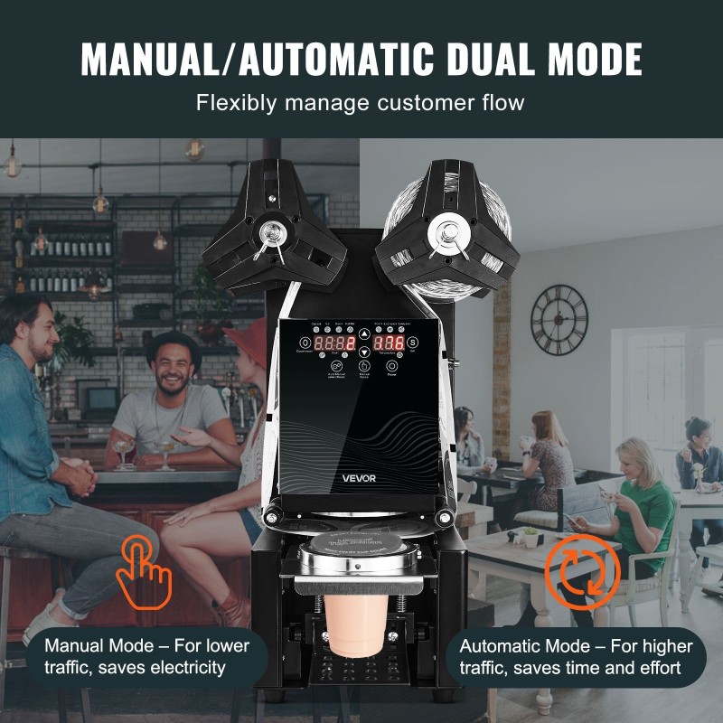 Automaattinen kupinsuljentakone 500–650 kuppia tunnissa 9–19 cm kupeille digitaalinen ohjauspaneeli