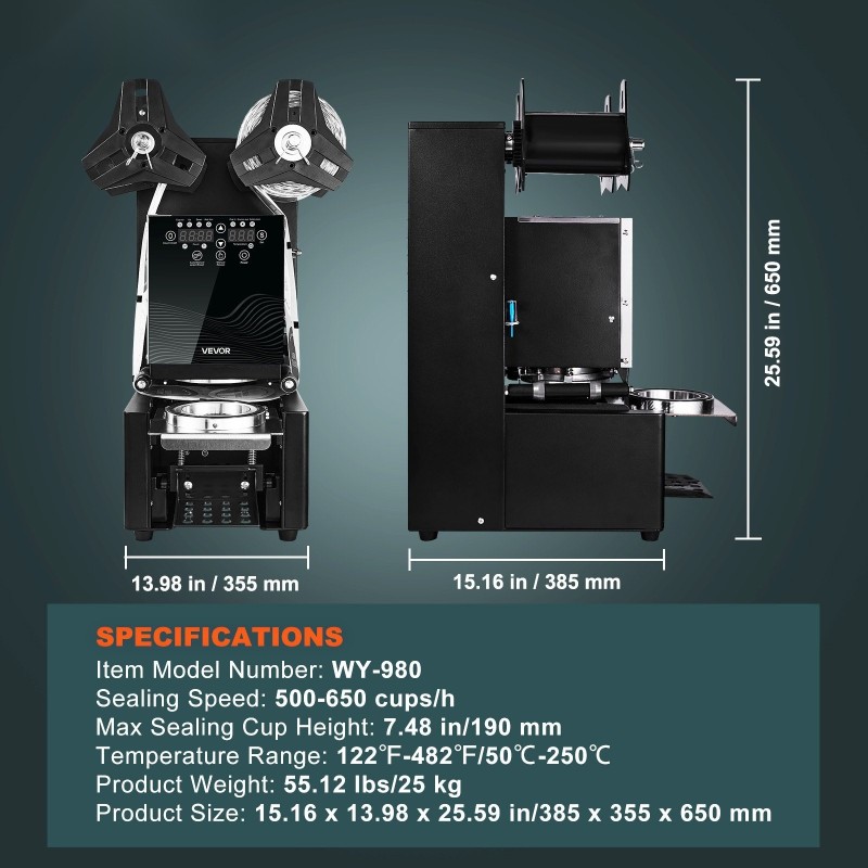 Automaattinen kupinsuljentakone 500–650 kuppia tunnissa 9–19 cm kupeille digitaalinen ohjauspaneeli