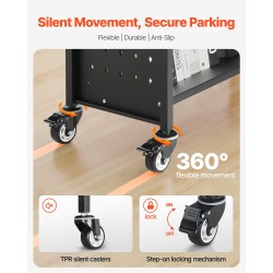 Kirjakärry hiiliteräksinen runko 3 V-muotoiset yksipuoliset hyllyt 150 kg 770x380x1220 mm