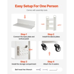 Kirjavaunu hiiliteräsrunko 3 V-muotoista hyllyä 150 kg 770x380x1220 mm lukittavat pyörät valkoinen