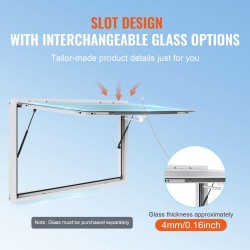 Myyntiluukku alumiiniseoksesta 1552x943 mm ruokavaunuihin 85 asteen avautuva