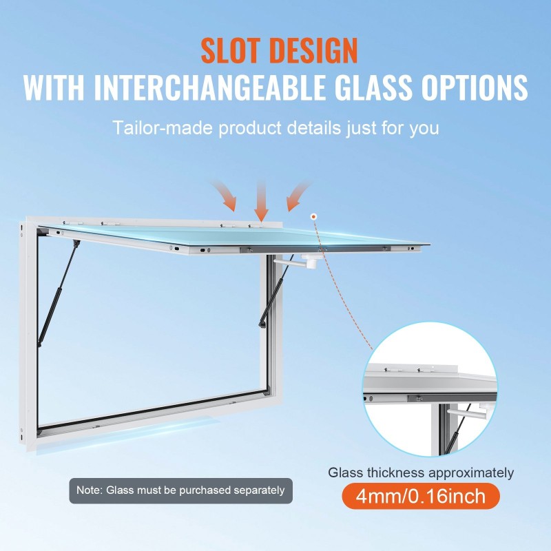 Myyntiluukku alumiiniseoksesta 1552x943 mm ruokavaunuihin 85 asteen avautuva