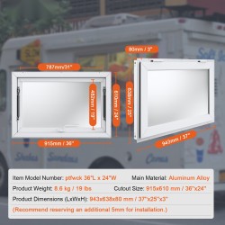 Myyntiluukku alumiiniseos koko 943×638×80 mm 85 asteen avattava ilman lasia ruoka-autoihin