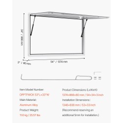 Myyntiluukku alumiiniseosrunko 1374x866x80 mm markiisiovella ruokarekkoihin ja kioskeihin