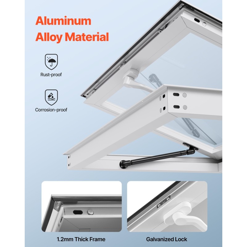 Myyntiluukku alumiiniseos asennusaukko 91,5x61 cm markiisiovella kaasujousilla ruokarekkoihin ja myyntivaunuihin
